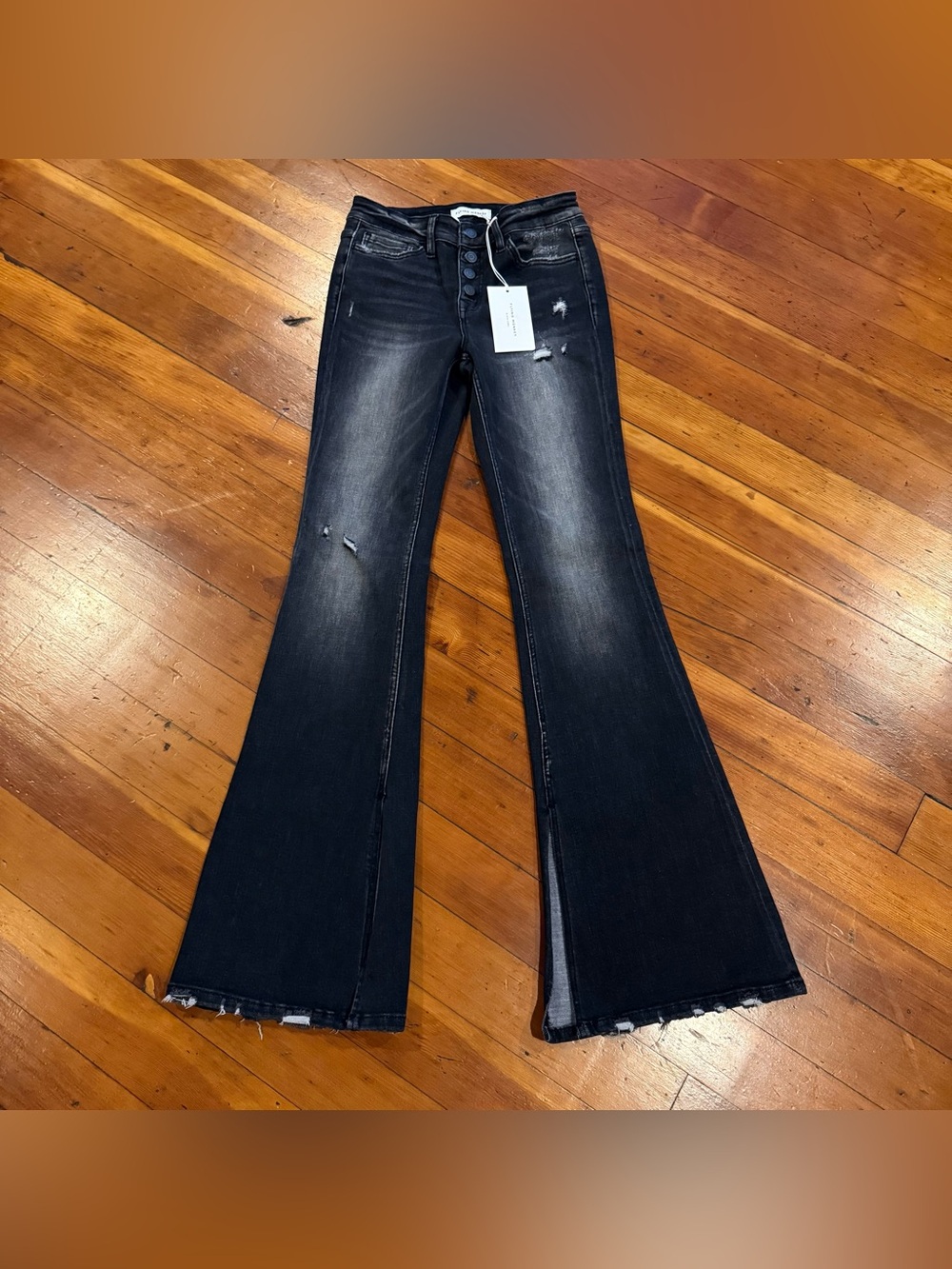 FLYING MONKEY Black Label Mid Rise Split Flare Jeans